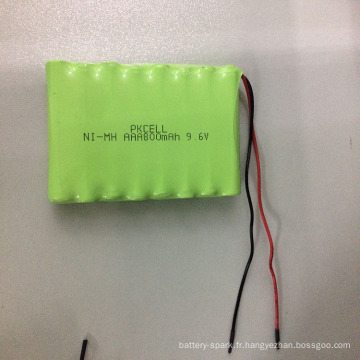 Paquet rechargeable de batterie de 9.6v AAA 800mah Nimh avec le câble
